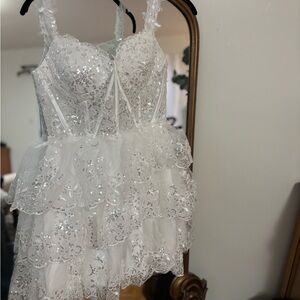 White Lace Sequin Dress